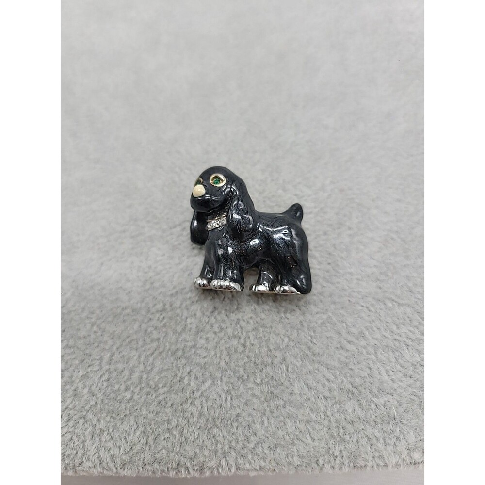 Vintage Black Cocker Spaniel Brooch Pins For The True Dog Lover Bling Colar 1"
